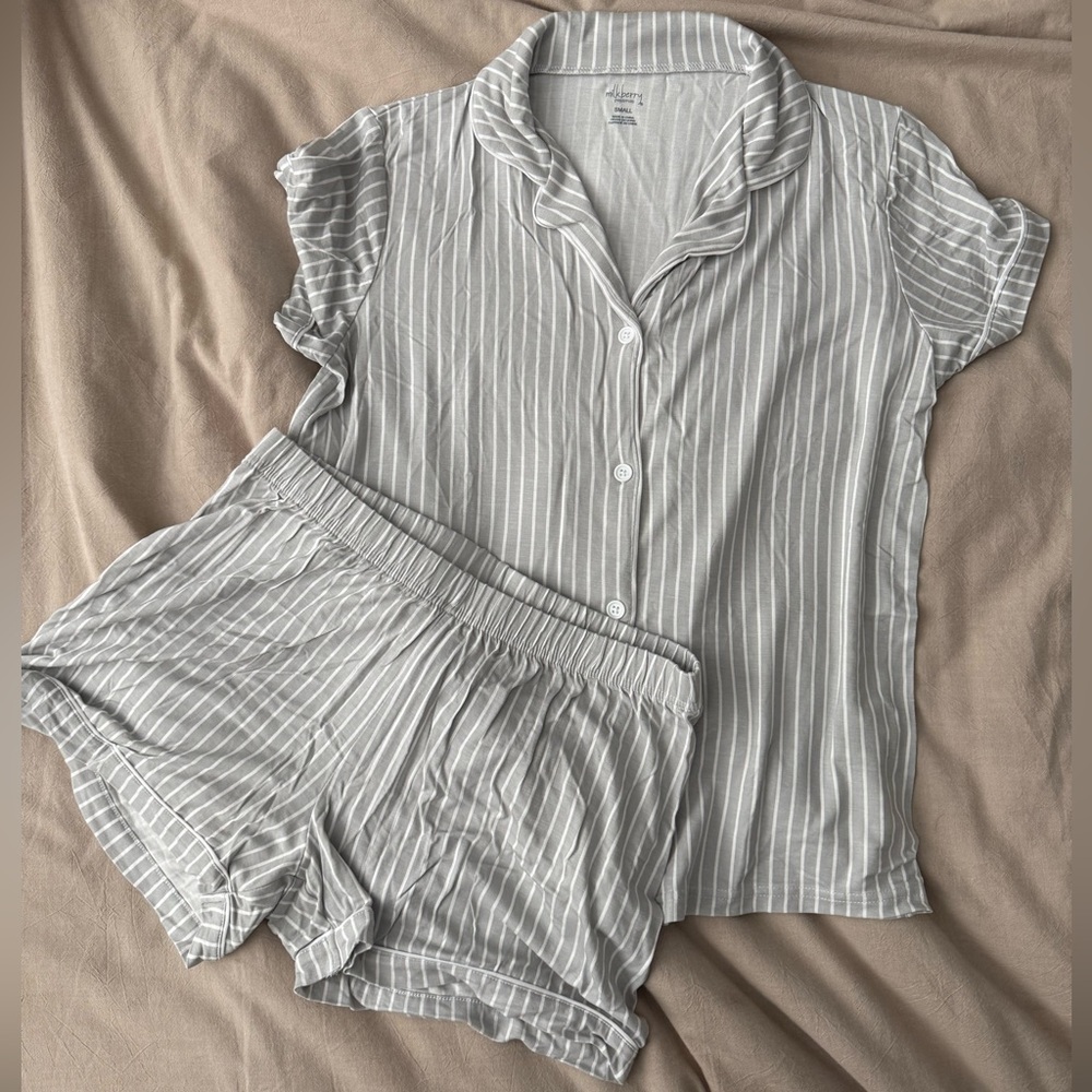 Cozy Striped Pajama Set in Gray